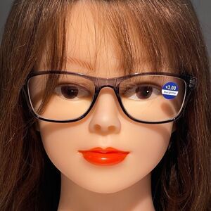 1445 Helen Reading Glasses 3.0 Readers Bluelight Filter Gray Frame NWT